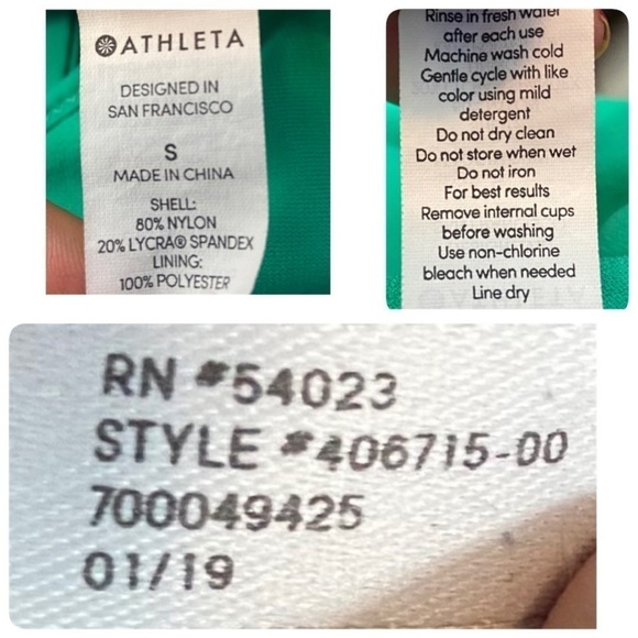 Athleta Teal Vintage Floral Hawaiian Green Pink One Piece Strappy Swimsuit - Picture 8 of 8